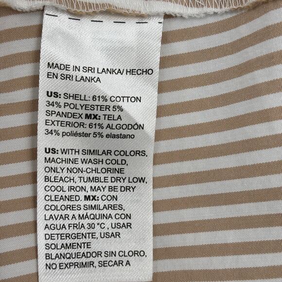 Chico's Tiered Maxi Dress Dress Size 12 Tan White Stripe Cotton Blend Belted - Picture 12 of 12